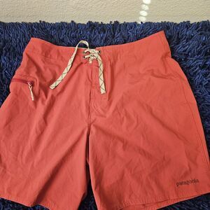 Patagonia Mens Board Short Sz 34 Red Swim Surf Trunks Drawstring Quick Dry CC675